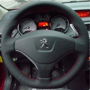 308 13款 307 2j07 3008专用真皮手缝汽车方向盘套全包把 标致408