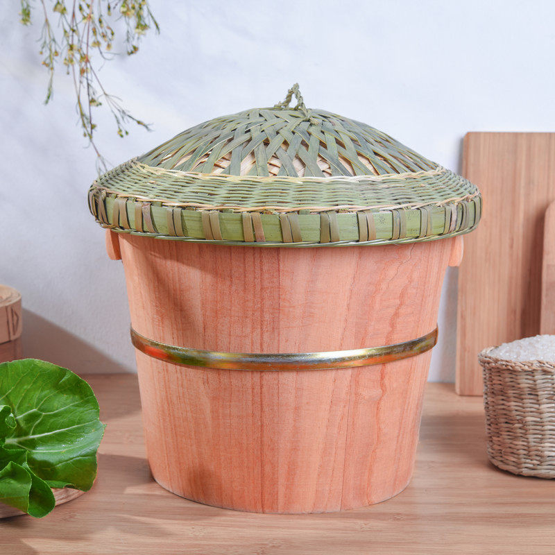 【送筲箕b】四川香椿木蒸子蒸米饭桶竹制蒸格草编家用蒸饭木桶甑