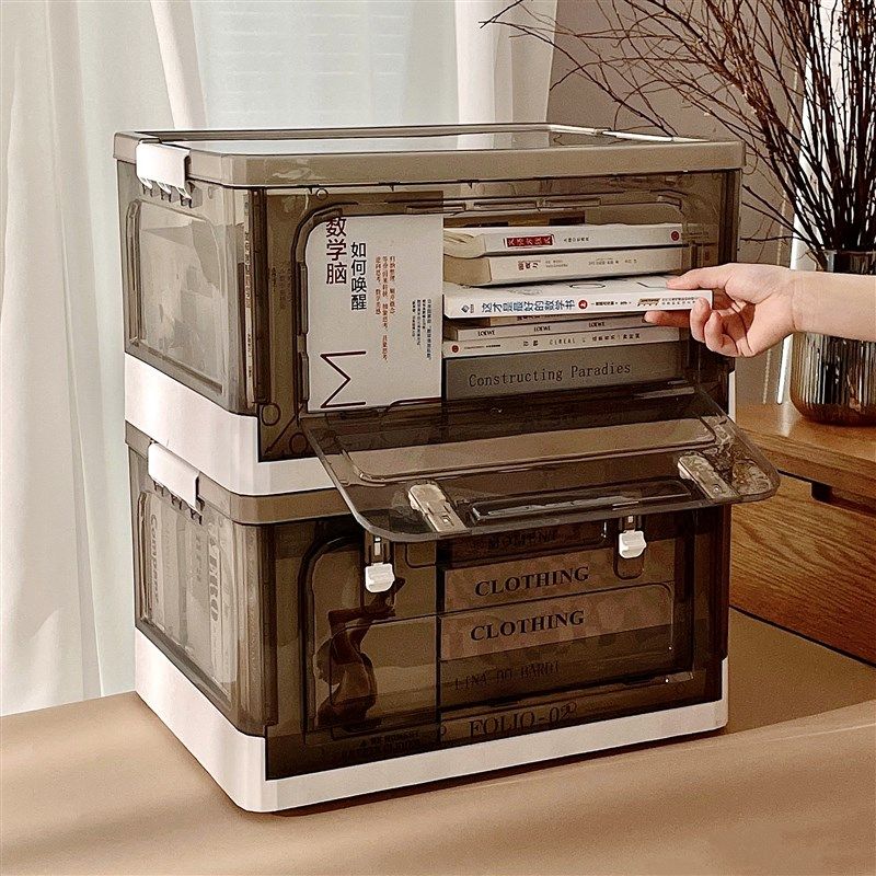 书本收纳箱可折叠装书盒透明大容量D学生宿舍放书本专用带轮储物,收纳整理,收纳箱,淘宝优惠券,粉丝福利购,淘宝优惠卷