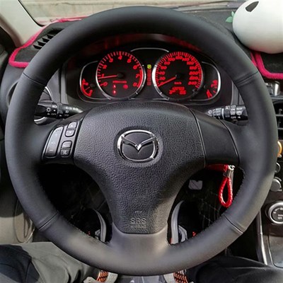 04-05c-08-10-12-15年款马自达6方向盘套真皮马自达3把套手缝专用