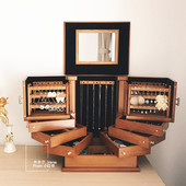 创意多层实木质首饰盒家用复古欧式 公主高档耳Q环饰品收纳箱大容