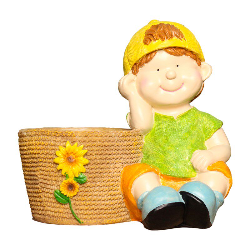 户外庭院花园阳台男孩女孩多肉花盆装饰卡通人物娃娃X造型花缸摆