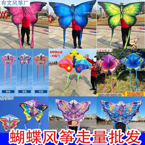 新款长尾蝴蝶风筝大全风筝四色3D儿童成人大风筝三角高档拼接
