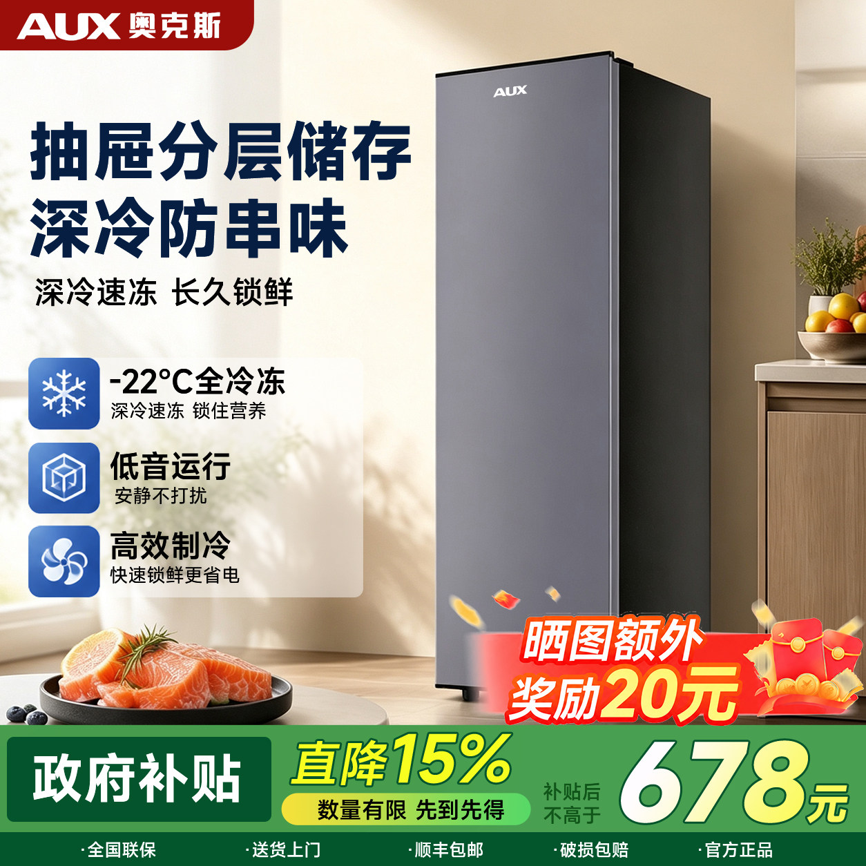 立式冰柜丨全冷冻冰柜全国联保