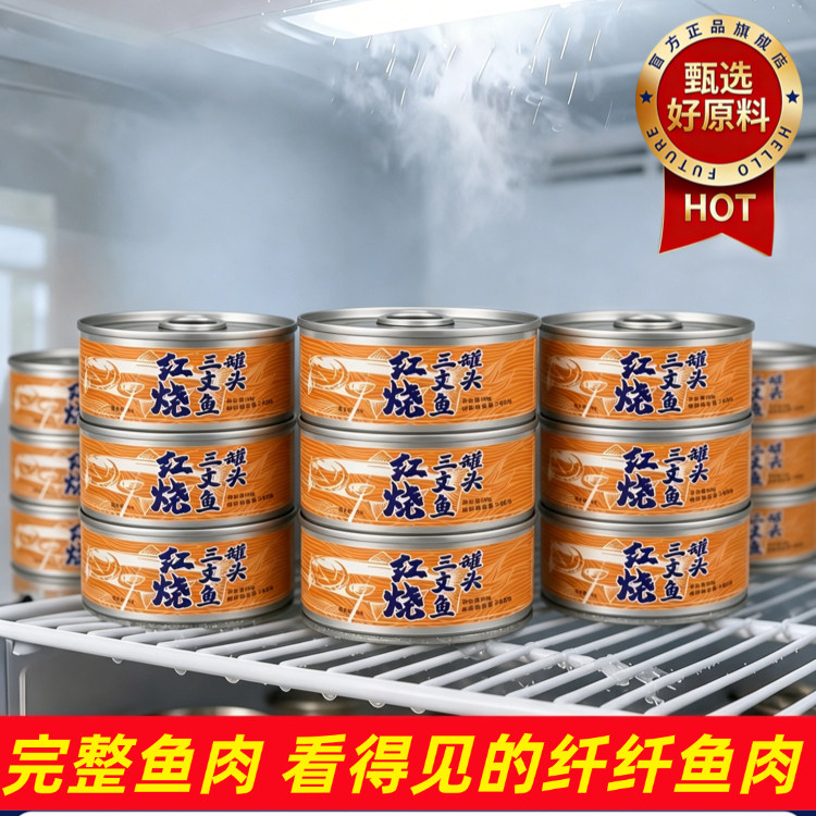 三文鱼罐头人吃即食三文鱼块罐装无刺三文鱼鱼罐头100g鲑鱼肉罐头