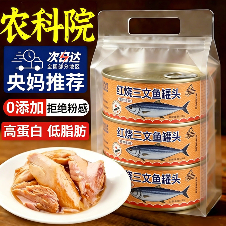 三文鱼罐头人吃即食三文鱼块罐装无刺三文鱼鱼罐头100g鲑鱼肉罐头