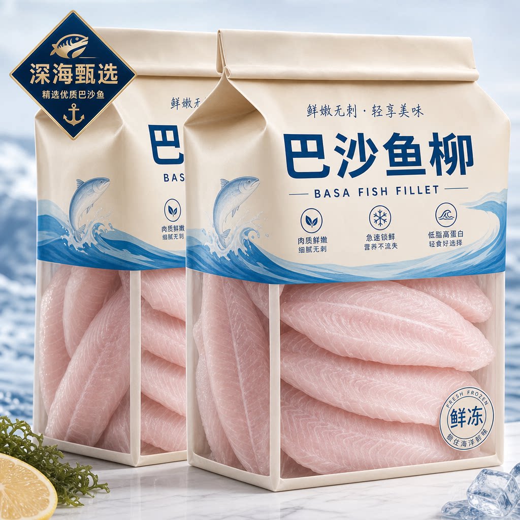 新鲜巴沙鱼柳冷冻巴沙鱼片商用非龙利鱼鱼肉无骨刺整箱十斤装批发