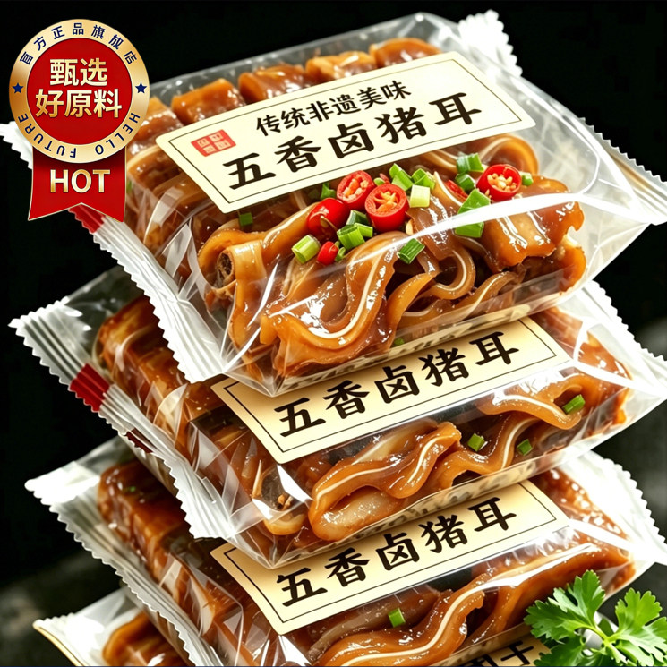 【高汤卤煮】五香猪耳朵包装熟食开袋即食下酒菜凉拌小吃猪类卤味