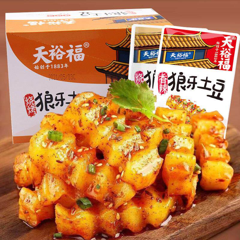 烧烤味狼牙土豆开袋即食香辣味小零食小吃解馋素食下饭菜休闲食品