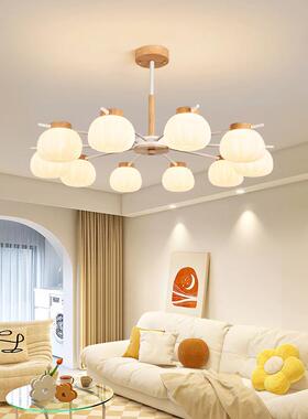 大观园客厅灯法式奶油风原木风客厅吊灯现代简约餐厅客厅灯L271