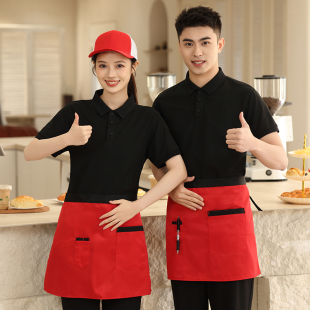 透气 餐饮服务员工作服装 短袖 POLO衫 定制印logo奶茶咖啡火锅店工装
