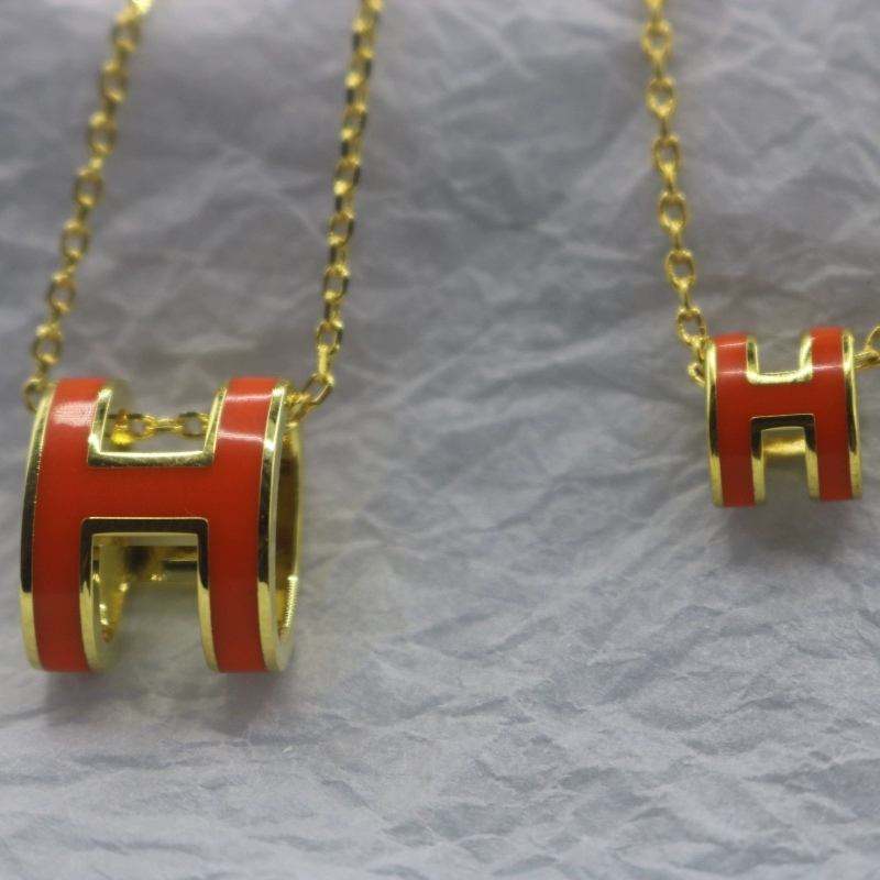 「Su原创设计」h字母项链女珐琅锁骨链mini大号轻奢百搭高级感