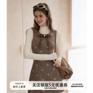 TGGTA小香风背心裙连衣裙女秋冬法式高级感裙子内搭套装新年战袍