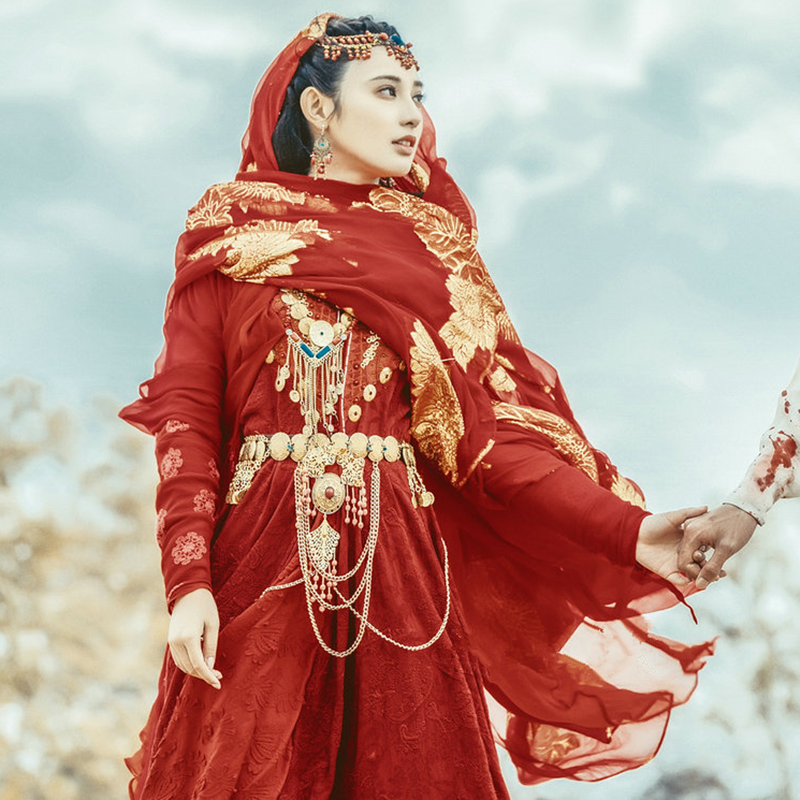 异域风情民族风影楼写真旅拍服装东宫小枫同款汉服古装红色女装秋