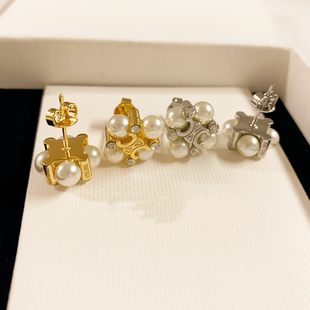 2025年新款凯旋门珍珠耳钉女气质高级镀金镶钻耳环时尚百搭耳饰