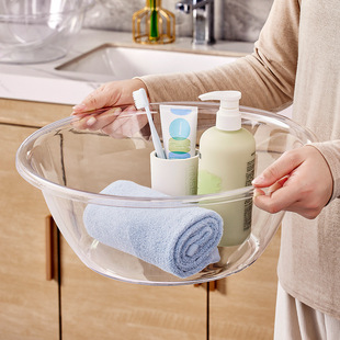 脸盆家用大号简约透明洗脸盆加厚耐用塑料盆洗菜盆宿舍洗衣小