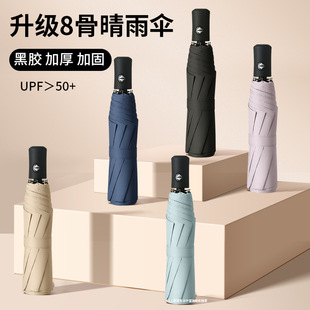 8骨全自动晴雨两用伞折叠太阳伞黑胶遮阳伞雨伞全自动黑胶晴雨伞