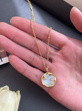 韩国天然淡水珍珠玫瑰花项链女百搭高级感轻奢气质小众设计锁骨链