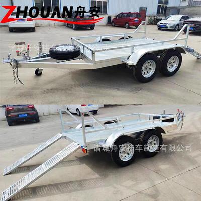 .5吨挖1掘热机拖平板尺寸车 2吨履带制车运输镀锌拖车 带爬梯拖车