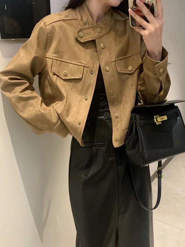 短款麂皮绒外套女春秋新款2025爆款洋气流行小个子高级感夹克上衣