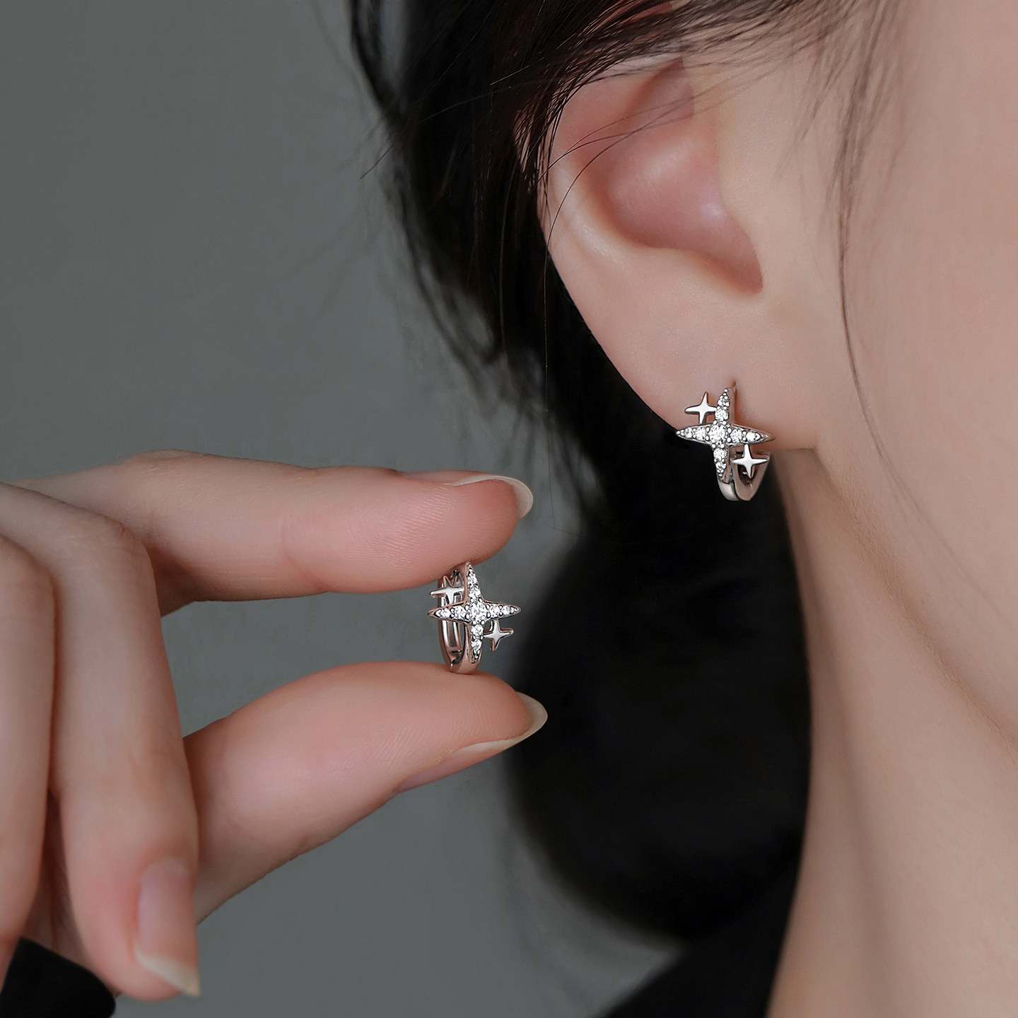 S925纯银四芒星耳环女小众设计高级感新款耳钉轻奢时尚百搭耳饰女,饰品/流行首饰/时尚饰品新,银饰耳饰,淘宝优惠券,粉丝福利购,淘宝优惠卷