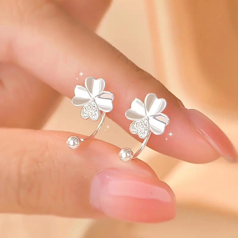 S999纯银四叶草耳钉女款轻奢高级感耳环2025年新款爆款耳饰送女友,饰品/流行首饰/时尚饰品新,银饰耳饰,淘宝优惠券,粉丝福利购,淘宝优惠卷