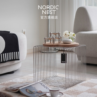 Montana丹麦置物架可组合落地收纳架不锈钢色创意边几北欧床头柜