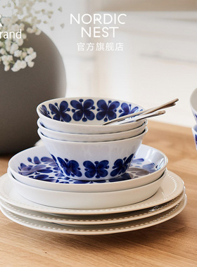 瑞典直邮Rorstrand Mon Amie蓝蝴蝶餐具复古陶瓷碗咖啡杯碟茶杯盘