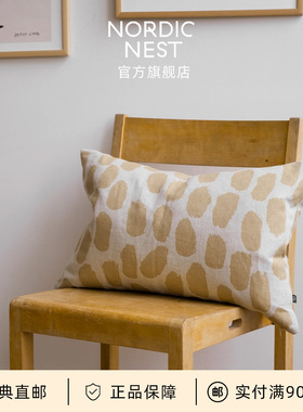瑞典直邮Fine Little Day北欧手绘风棉麻抱枕套38x58cm轻奢高级感