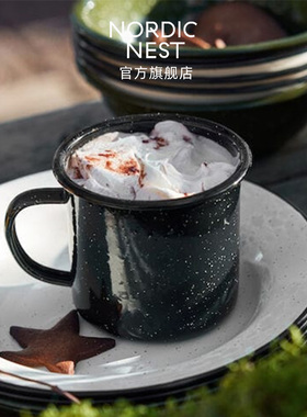 Sagaform Doris系列搪瓷铸铁餐具泼墨盘马克杯碗炒锅北欧风格进口