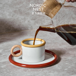 Scandi 陶瓷北欧下午茶轻奢情侣礼物 Living圈圈杯咖啡杯碟套装