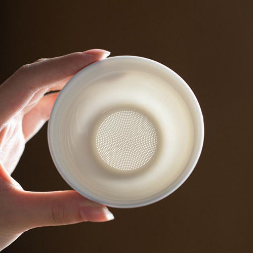 羊脂玉白瓷一体全瓷孔茶漏茶滤茶隔陶瓷茶具配件茶叶过滤网泡茶器