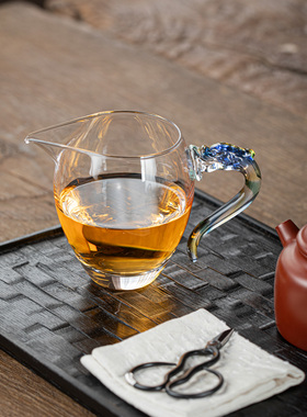 祥瑞龙把七彩厚底水晶玻璃公道杯加厚透明耐热家用分茶器茶海