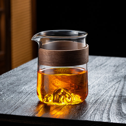 玻璃公道杯家用防烫耐热加厚观山分茶器日式禅意手持高档茶海茶漏