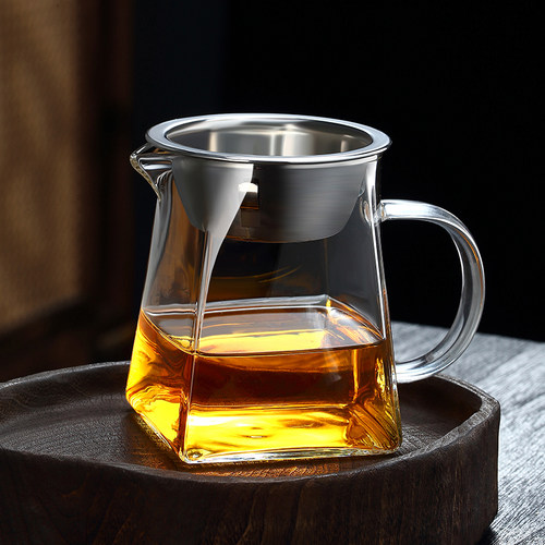玻璃茶具大小号公杯耐热温高硼硅玻璃加厚公道杯茶漏过滤网分茶器