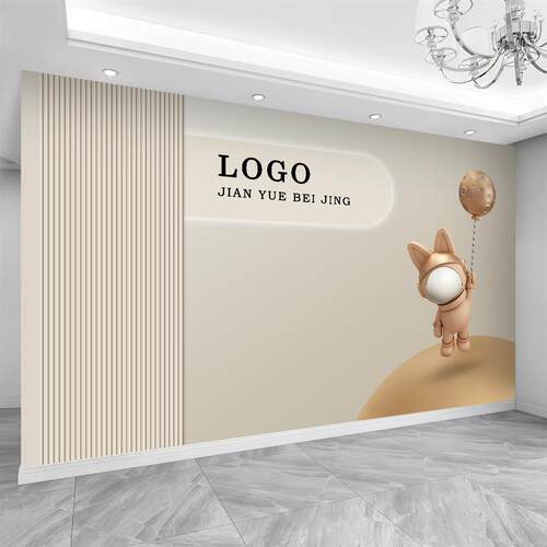 公司大厅前台logo背景墙布