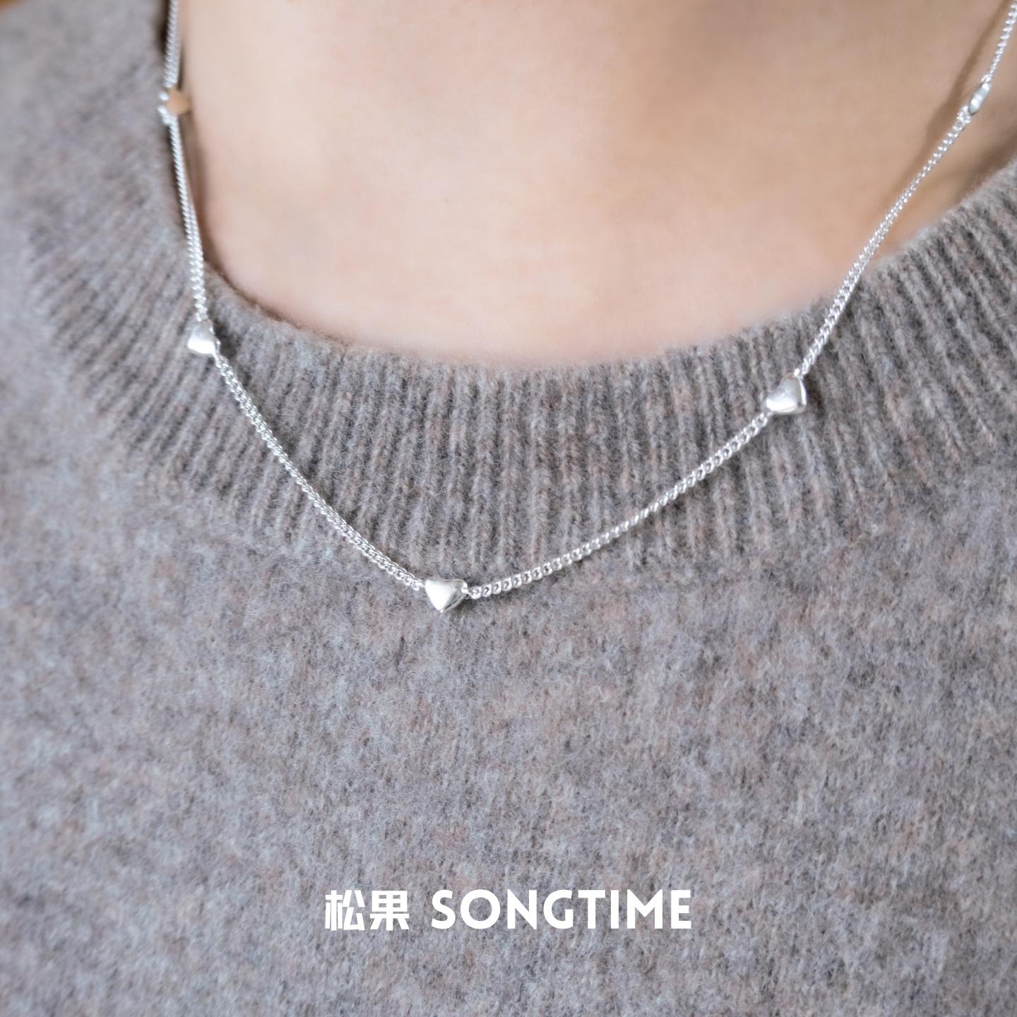 纯银爱心项链通勤基础款锁骨链女