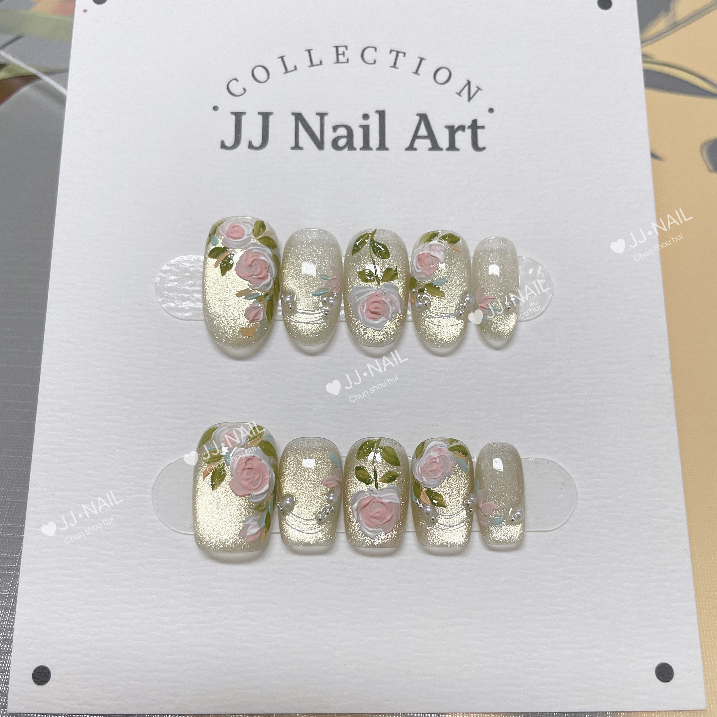 【油画玫瑰】纯手工穿戴甲美甲,彩妆/香水/美妆工具,穿戴甲/甲片,淘宝优惠券,粉丝福利购,淘宝优惠卷