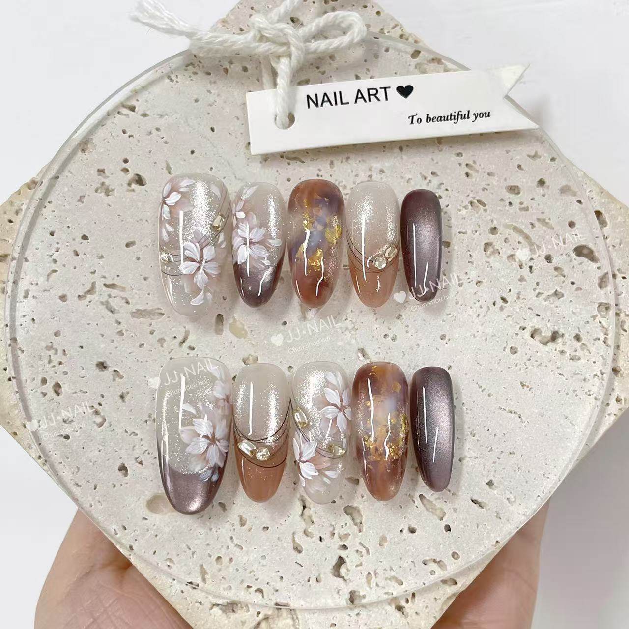 【一现】手工穿戴甲樱花美甲贴片猫眼渐变法式高级感舒适极简,彩妆/香水/美妆工具,穿戴甲/甲片,淘宝优惠券,粉丝福利购,淘宝优惠卷