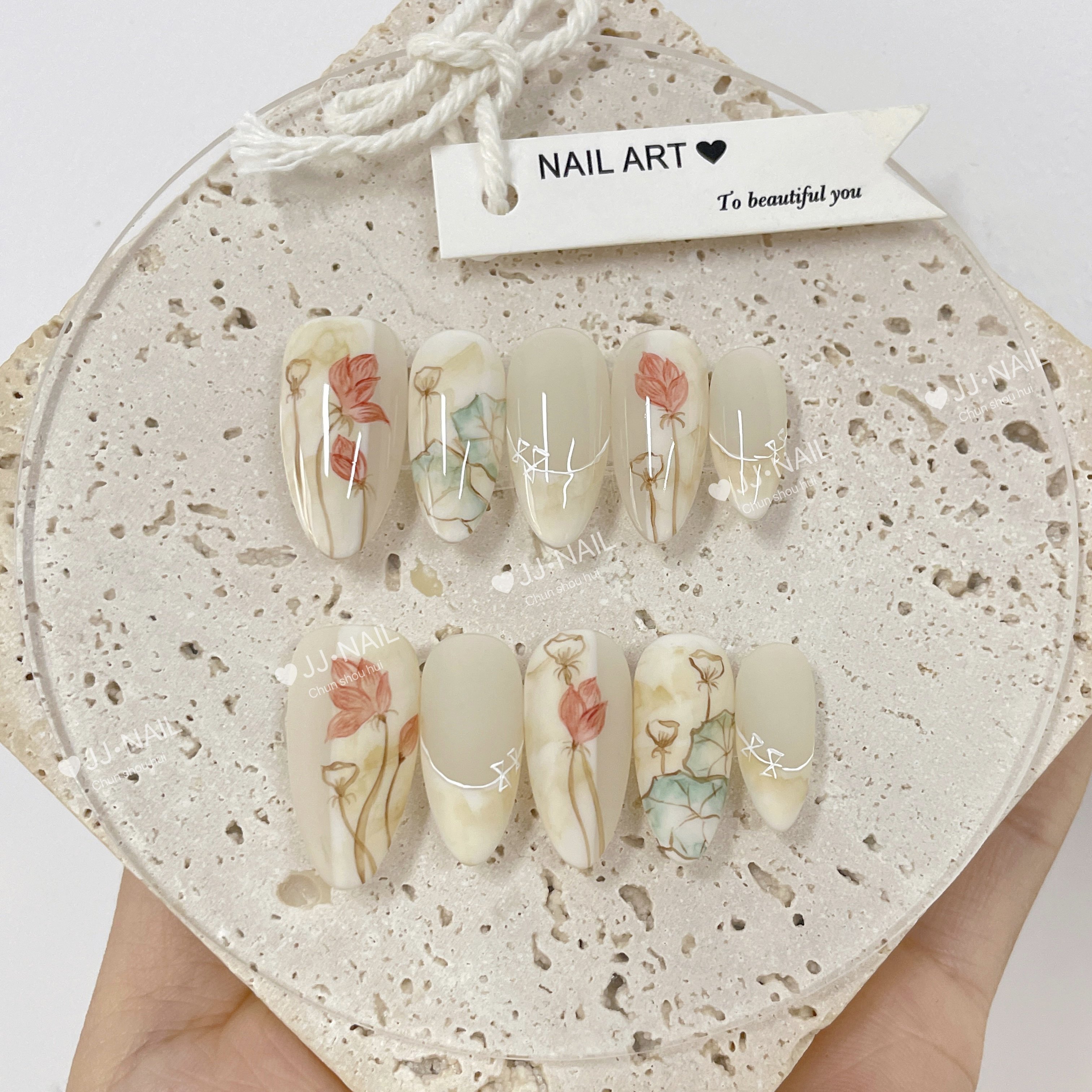 【小荷】纯手工穿戴甲美甲新年清新战甲百搭显白美甲,彩妆/香水/美妆工具,穿戴甲/甲片,淘宝优惠券,粉丝福利购,淘宝优惠卷