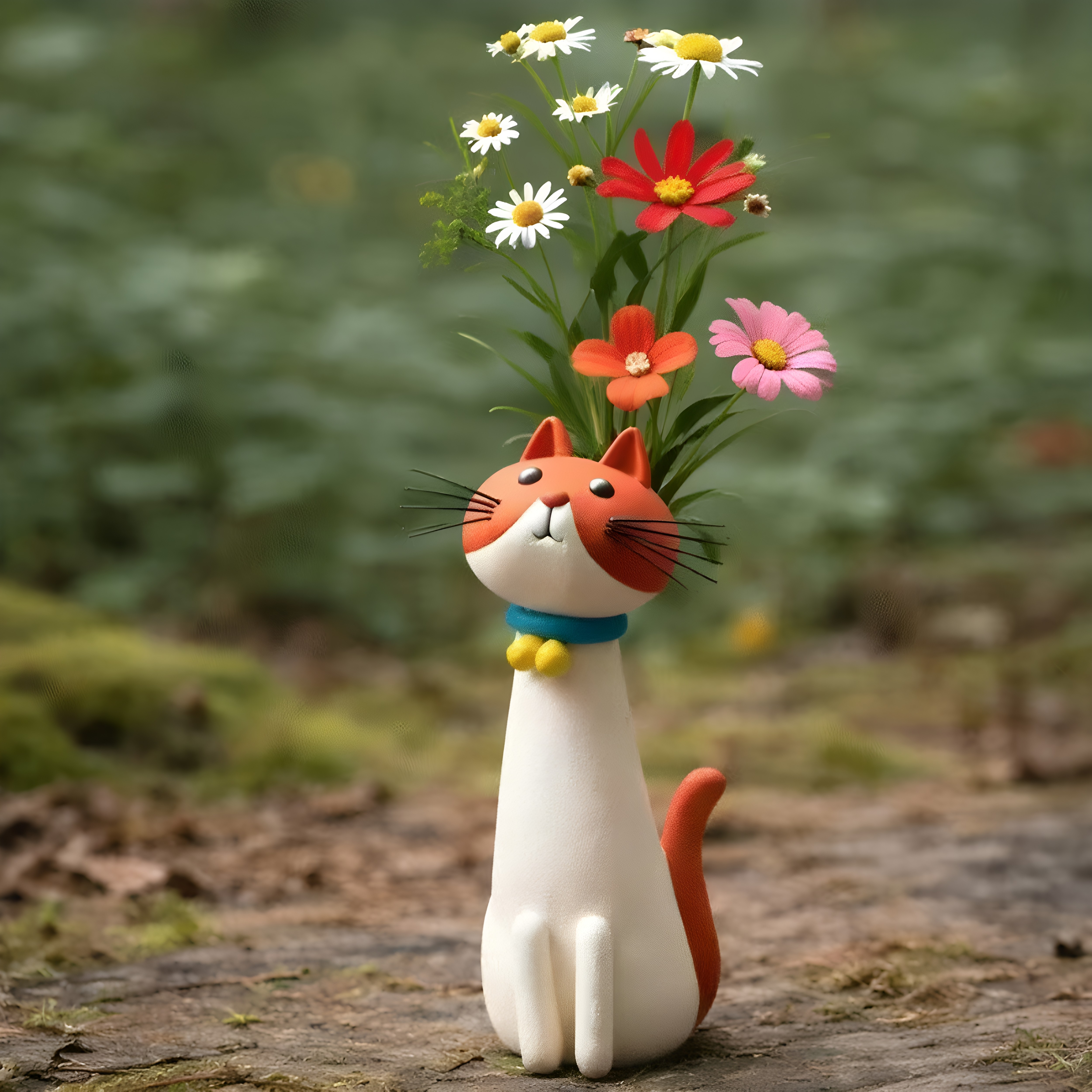 ins风高颜值猫咪树脂花瓶摆件