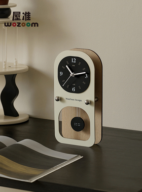 WOZOOM屋准入户玄关时钟装饰摆件客厅电视柜桌面摆台式轻奢座钟表