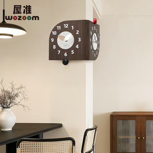 WOZOOM屋准免打孔中古风拐角挂钟客厅家用双面转角创意时钟挂墙