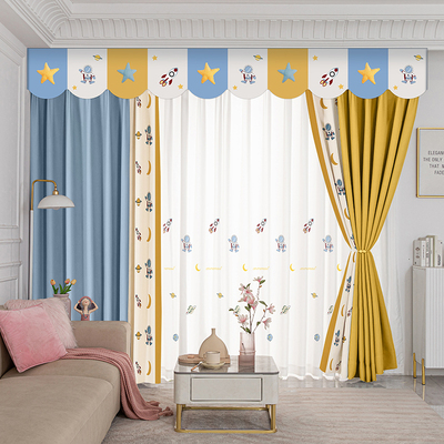 黑金沉光尼2025新款窗帘100全遮光奶油风卧室客厅隔热帘头窗幔