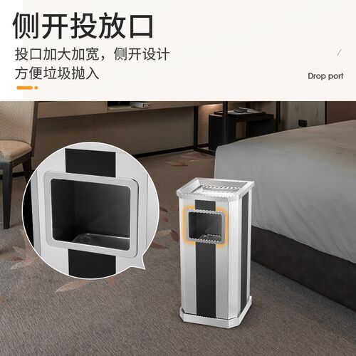 不锈钢酒店大堂垃圾桶灭x烟桶带烟灰缸走廊立式靠墙垃圾桶