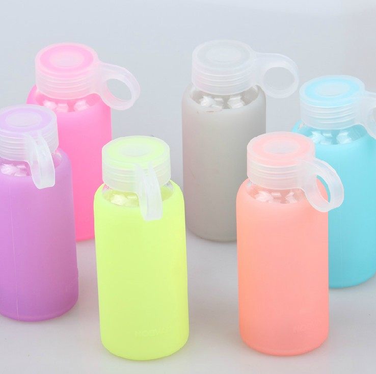 包邮 多色系圆形耐热防漏玻璃水杯 便携式摔不破W加厚玻璃水瓶