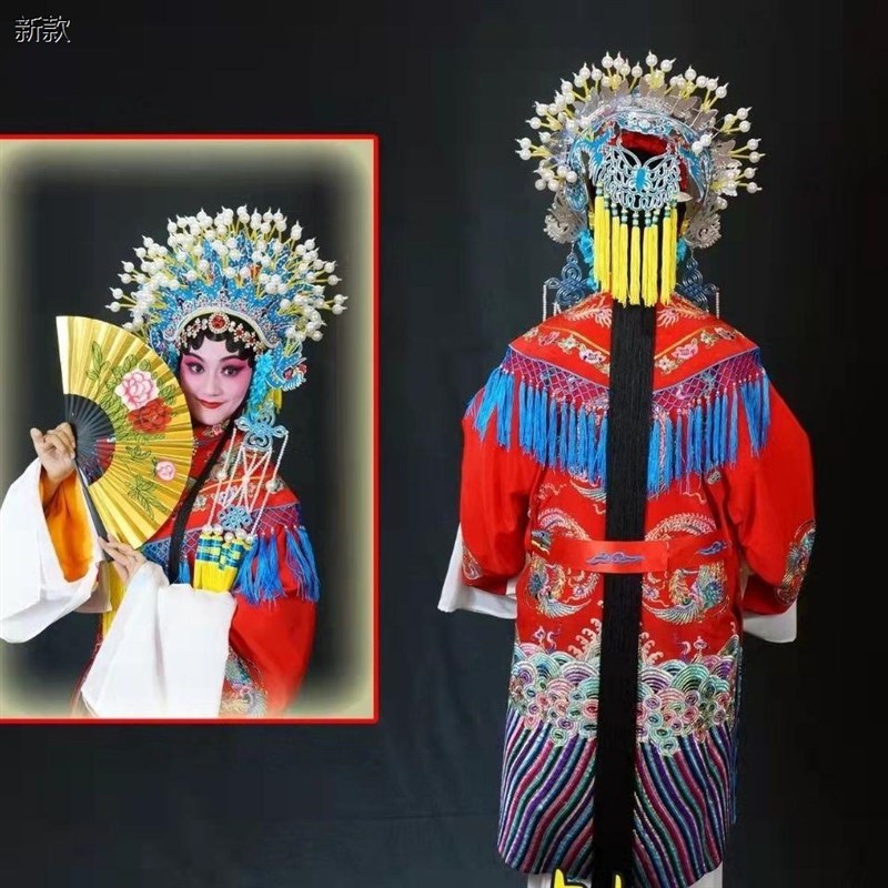 现货速发戏曲凤冠霞帔蝴蝶冠手工凤冠戏剧头饰娘娘公主凤冠米字穗