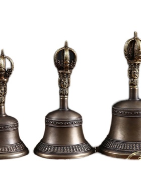 快速发货尼泊尔工l艺铜制五股金刚铃杵家用供佛法器铜铃铛音质清