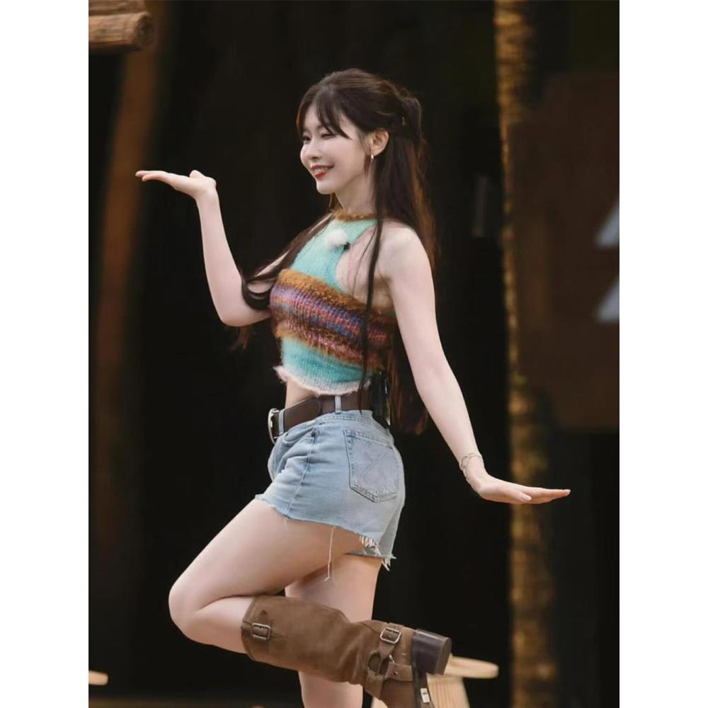 官方旗舰店势均力敌的我们一枝南南胡蔚同款条纹针织挂脖吊带背心