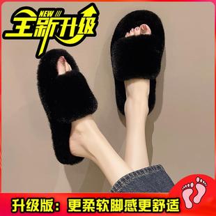 松糕厚底增高防滑 旗舰款 欧货家居时尚 毛毛拖鞋 女外穿2024春秋新款
